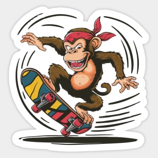 Monkey on a Skateboard Sticker